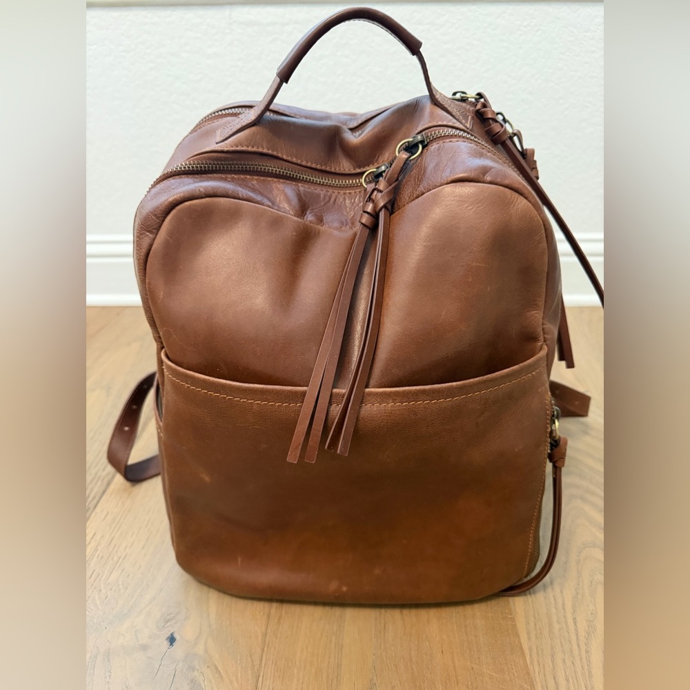 Azaria Genuine Leather La Jolie Diaper Backpack Bag Brown Luxe